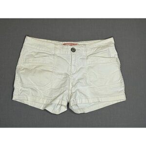 French Star Women’s Size 5 White Denim Shorts Very Short Cuffed Casual Summer